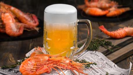 Crispy Shrimp and Cold Beer Delight wallpaper