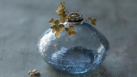 Serene Blue Glass with Delicate Flowers Accent wallpaper