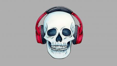 Rocking Skull with Headphones wallpaper