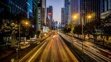 Vibrant City Lights at Dusk wallpaper