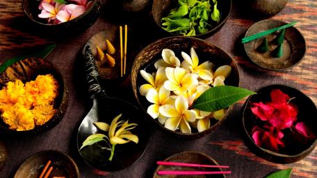 Exotic Incense and Blossoms Arrangement wallpaper