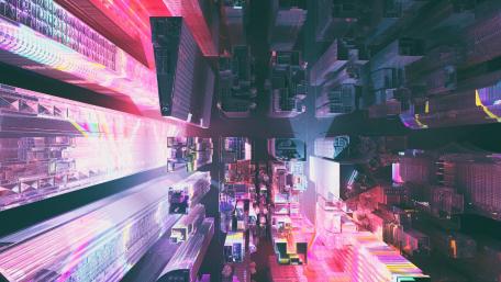 Sci fi city top view wallpaper