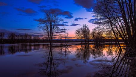 Serene Dusk at the Tranquil Lake wallpaper