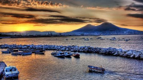 Serene Sunset Over Vesuvius and the Bay wallpaper