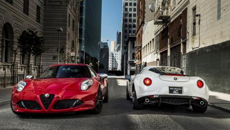 Sleek Alfa Romeo 4C Duo in Urban Setting wallpaper