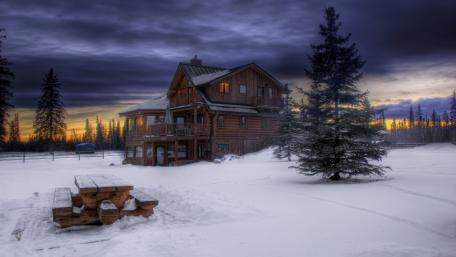 Winter Retreat in the Forests of Tranquility wallpaper