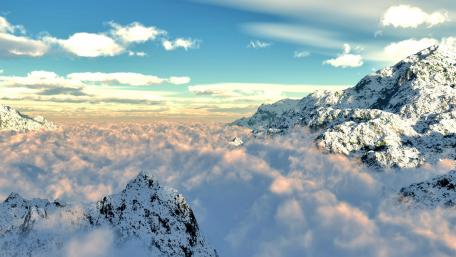 Majestic Mountain Peaks Above the Clouds wallpaper