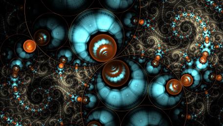 Mesmerizing Fractal Waves in Blue and Orange wallpaper