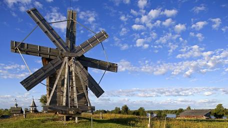 Rustic Windmill Against a Beautiful Sky wallpaper