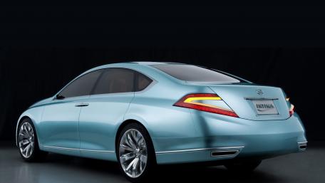 Sleek Blue Sedan Concept Car Design wallpaper