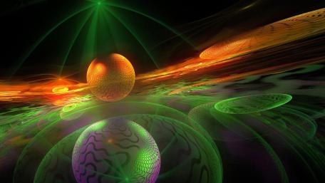 Vibrant Cosmic Symphony of Colors and Shapes wallpaper
