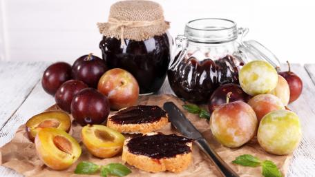 Delicious Plum Jam and Fresh Plums Wallpaper wallpaper