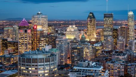 Vibrant City Lights at Dusk in Urban Landscape wallpaper