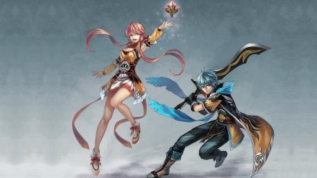 Dynamic Anime Duo in Action Pose wallpaper