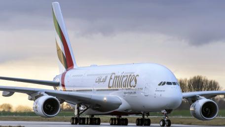 Soaring Elegance of the Emirates A380 Aircraft wallpaper