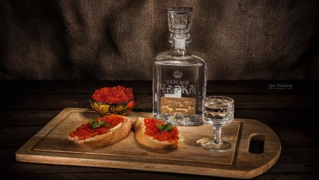 Indulgent Delights of Caviar and Vodka wallpaper
