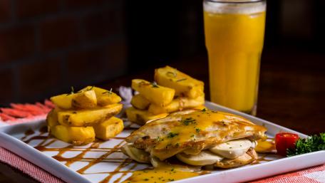 Delicious Gourmet Dish with Refreshing Drink wallpaper