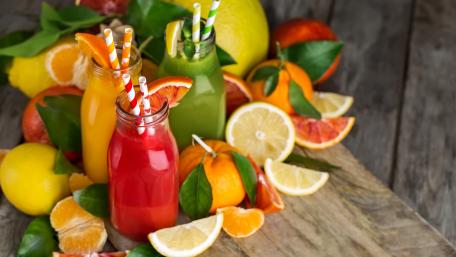 Fresh and Colorful Fruit Juice Delights wallpaper