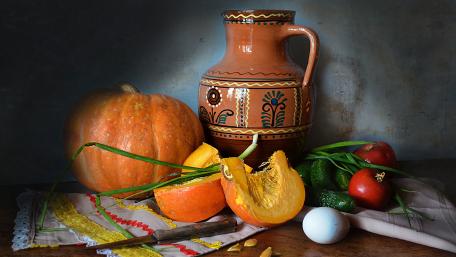 Autumn Harvest Still Life Wallpaper wallpaper