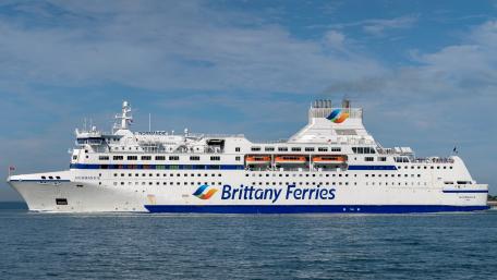 Majestic Brittany Ferries Vessel Sailing the Sea wallpaper