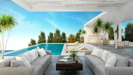 Serene Poolside Retreat for Relaxation and Leisure wallpaper