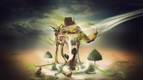 Surreal Journey Through a Dreamscape World wallpaper