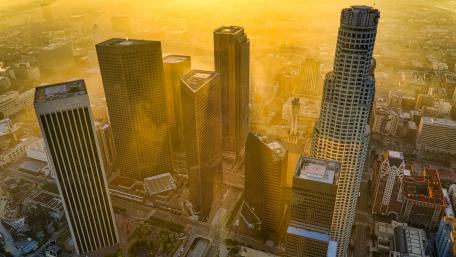 Golden Hour Over Urban Giants wallpaper