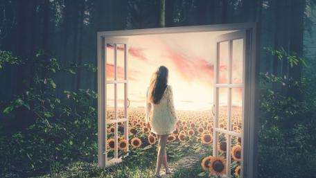 Dreamscape of Freedom Beyond the Doorway wallpaper