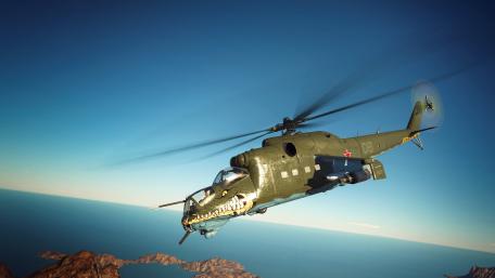 Majestic Helicopter in Flight Over Oceanic Landscape wallpaper