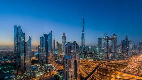 Stunning Dubai Skyline at Dusk wallpaper