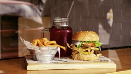 Hamburger with french fries wallpaper