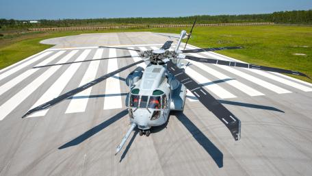 Military Helicopter on the Runway in High Detail wallpaper