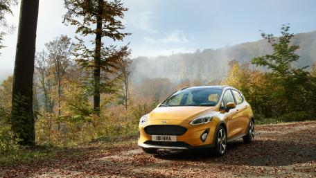 Vibrant SUV Amidst Autumn Foliage wallpaper
