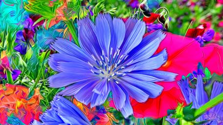 Vibrant Floral Kaleidoscope Art wallpaper