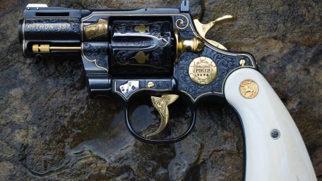Elegant Collector's Revolver Displayed Outdoors wallpaper