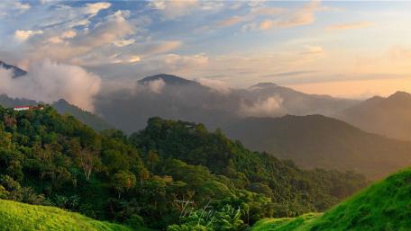 Serene Mountain Landscape at Sunset wallpaper