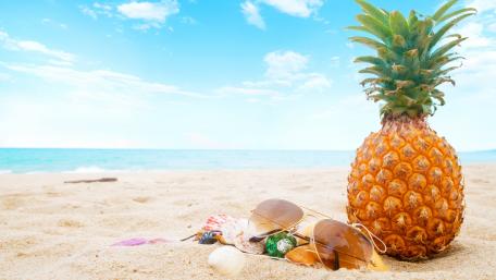 Tropical Paradise with Pineapple and Sunglasses wallpaper