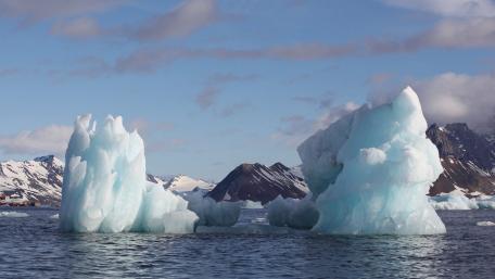 Majestic Icebergs in a Serene Arctic Landscape wallpaper