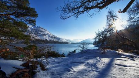 Serene Winter Landscape by the Water wallpaper