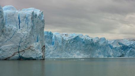 Majestic Glacier Reflections in Calm Waters wallpaper