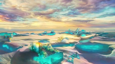 Dreamlike Crystal Landscape in Serene Colors wallpaper