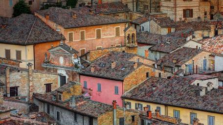 Charming Rooftops of a Historic Cityscape wallpaper