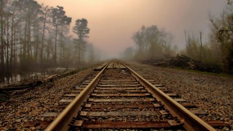 Misty Railway Through Nature's Beauty wallpaper