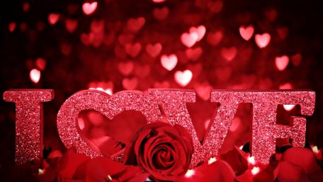 Sparkling Love with Roses and Hearts wallpaper