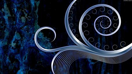Elegant Swirls in Deep Blue Tones wallpaper