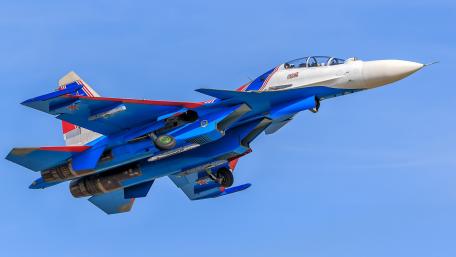 Sukhoi Fighter Jet in Flight wallpaper