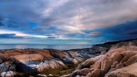 Serene Coastal Landscape at Dawn wallpaper