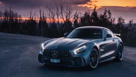 Sleek Mercedes at Sunset Glow wallpaper