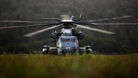 Military Helicopter in Action Prepared for Flight wallpaper