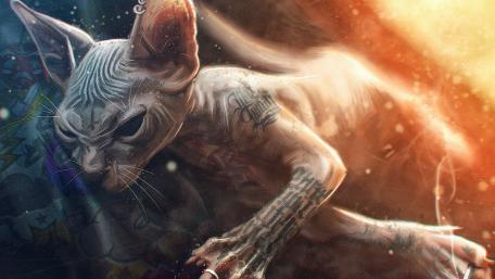 Mystical Sphynx Cat in a Fantasy Realm wallpaper
